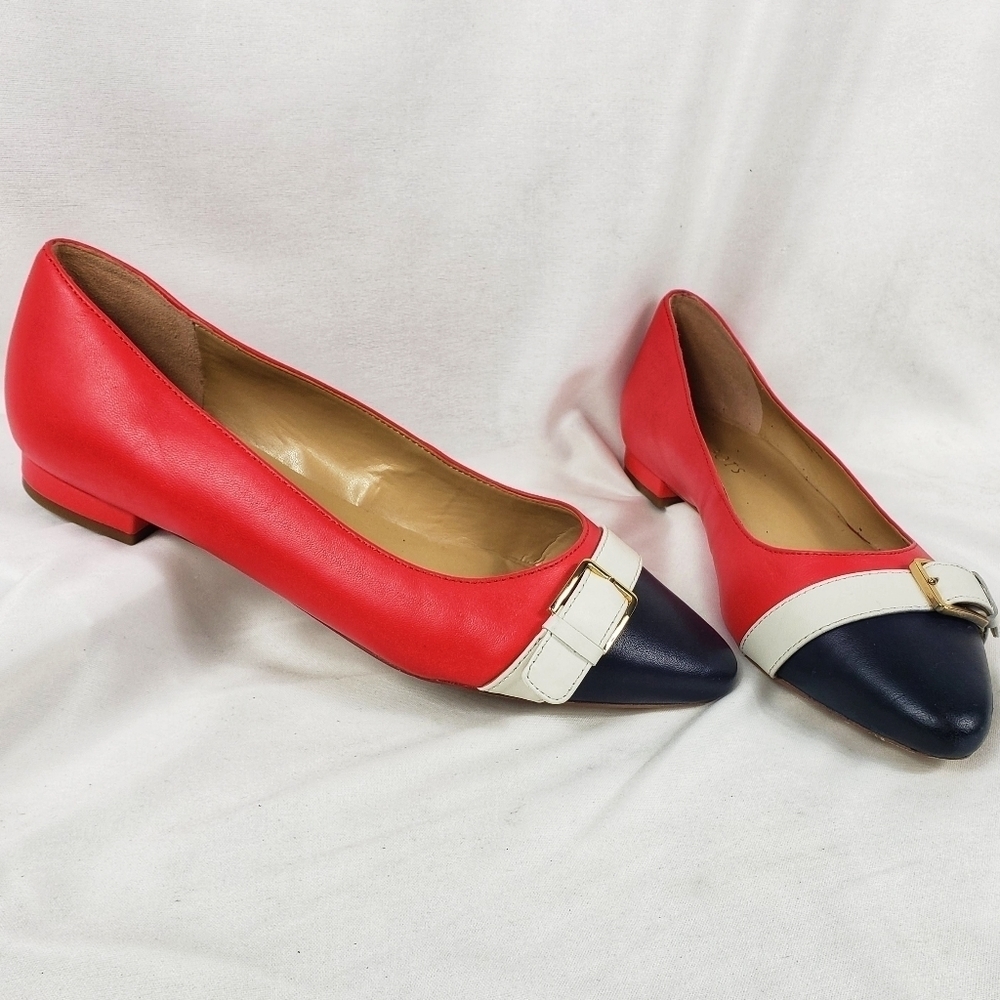NWOT Talbots Red Leather Classic Flat